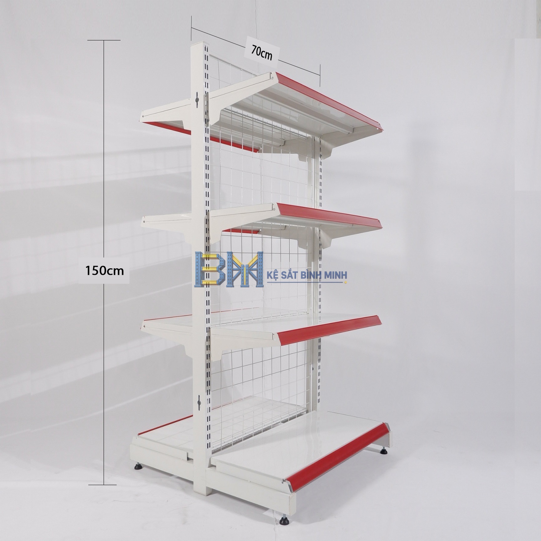 Kệ siêu thị đôi 4 tầng - C1500 x R760 x D700 (mm)