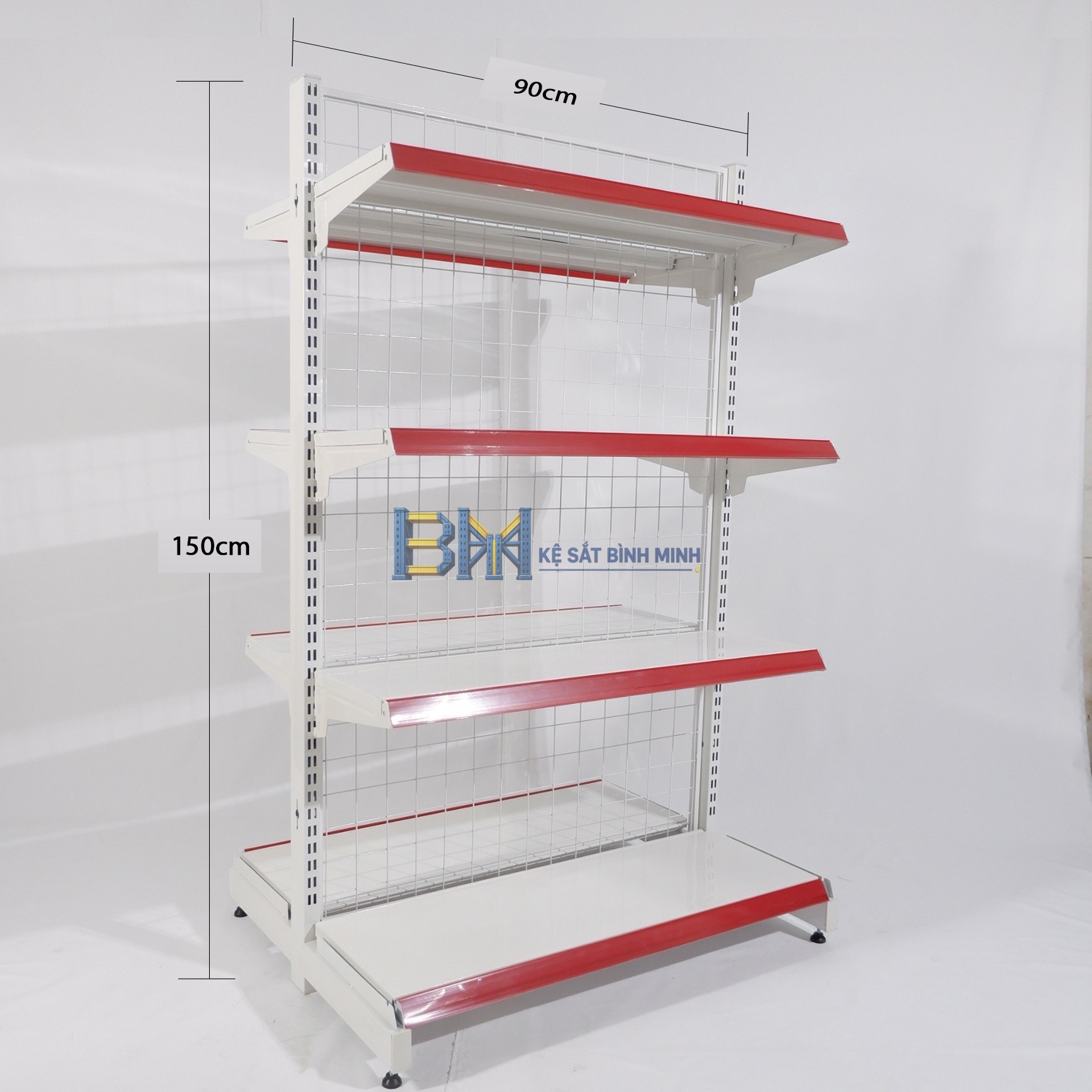 Kệ siêu thị đôi 4 tầng - C1500 x R760 x D900 (mm)