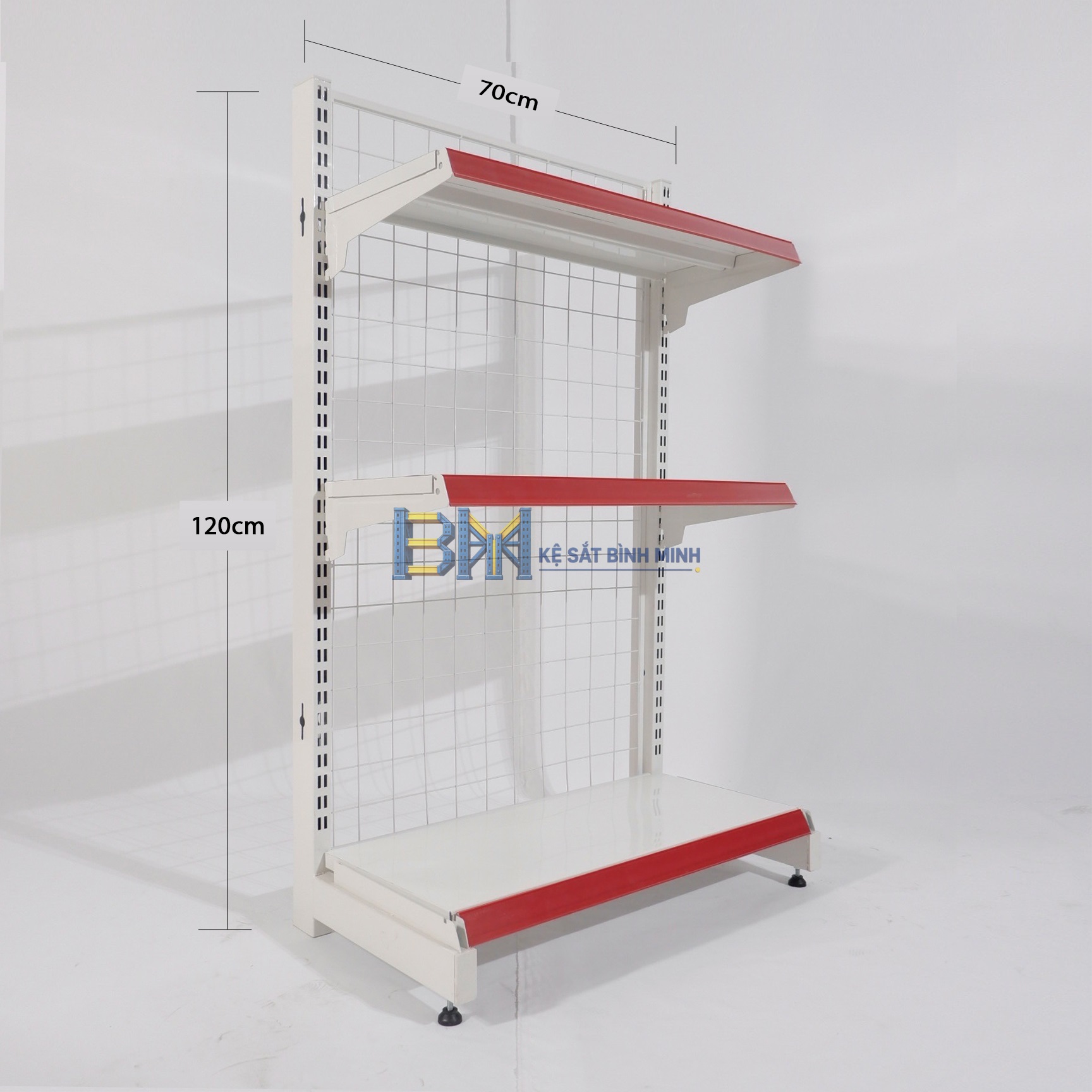 Kệ siêu thị đơn 3 tầng - C1200 x R410 x D700 (mm)