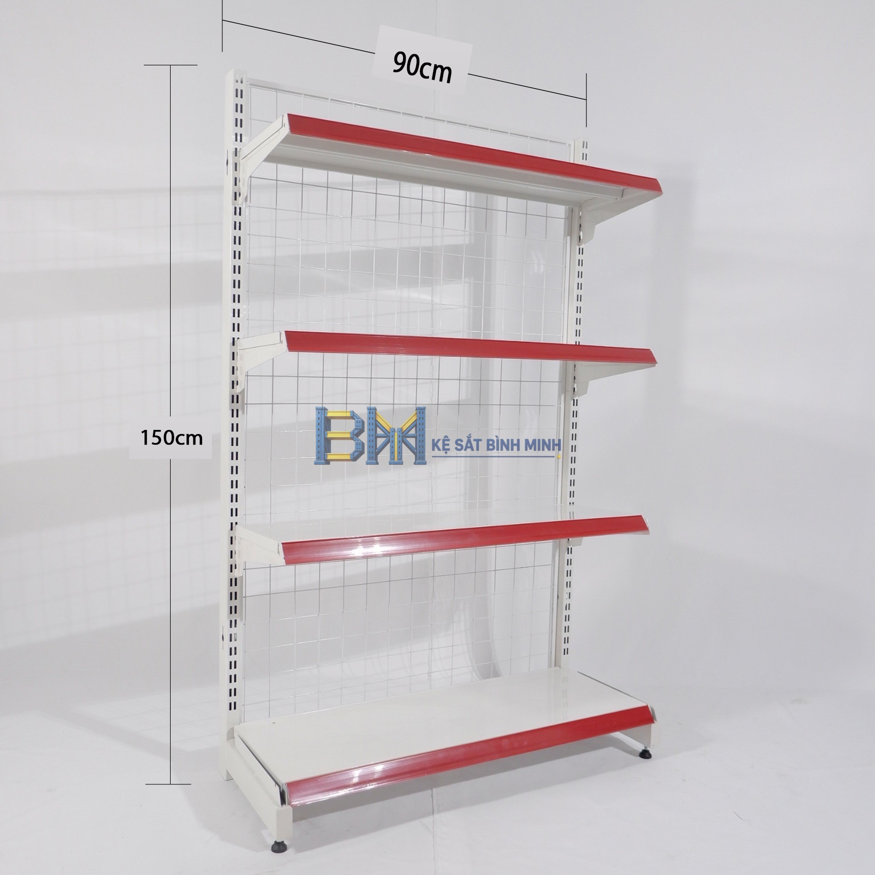 Kệ siêu thị đơn 4 tầng - C1500 x R410 x D900 (mm)